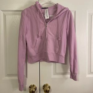 Brandy Melville lavender / light purple cropped crystal hoodie